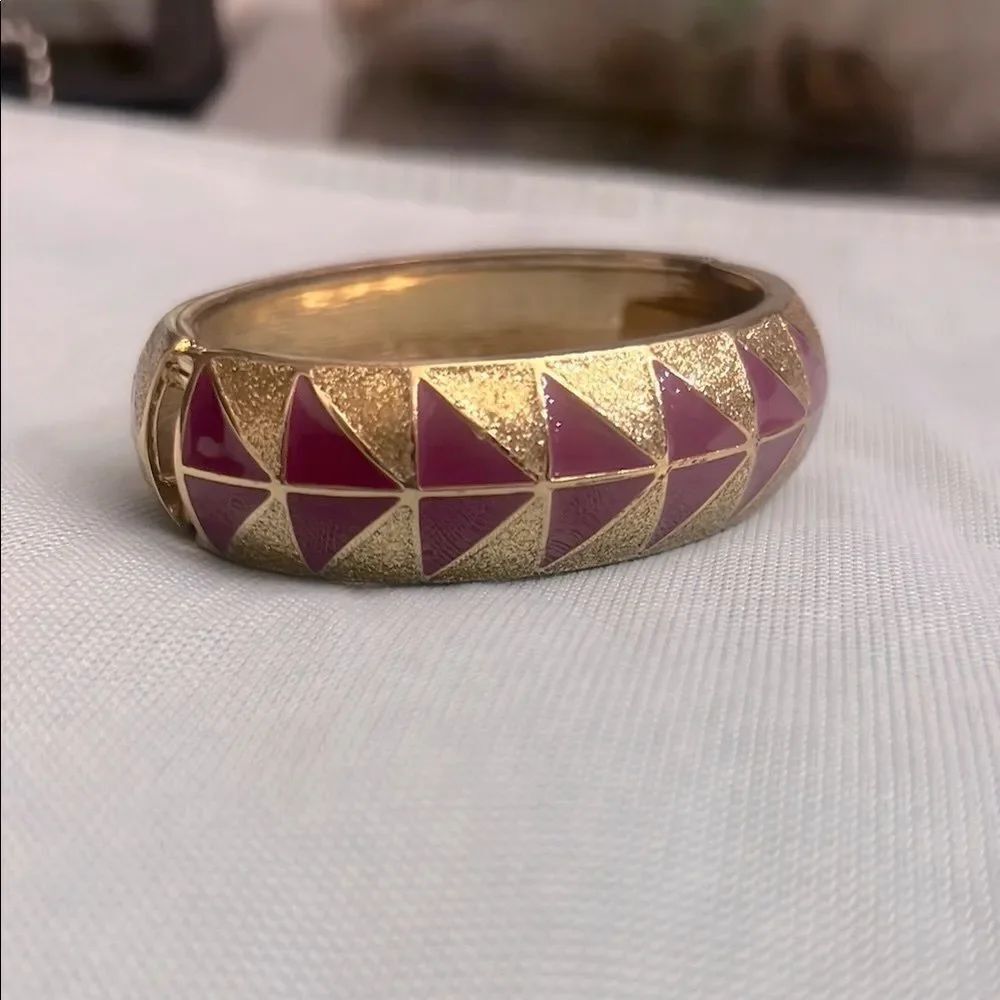Gold and Purple Geometric Bangle Bracelet